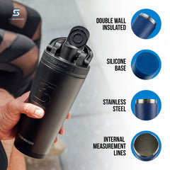 Ice Shaker twist-on agitator delivering smooth, lump-free shakes.