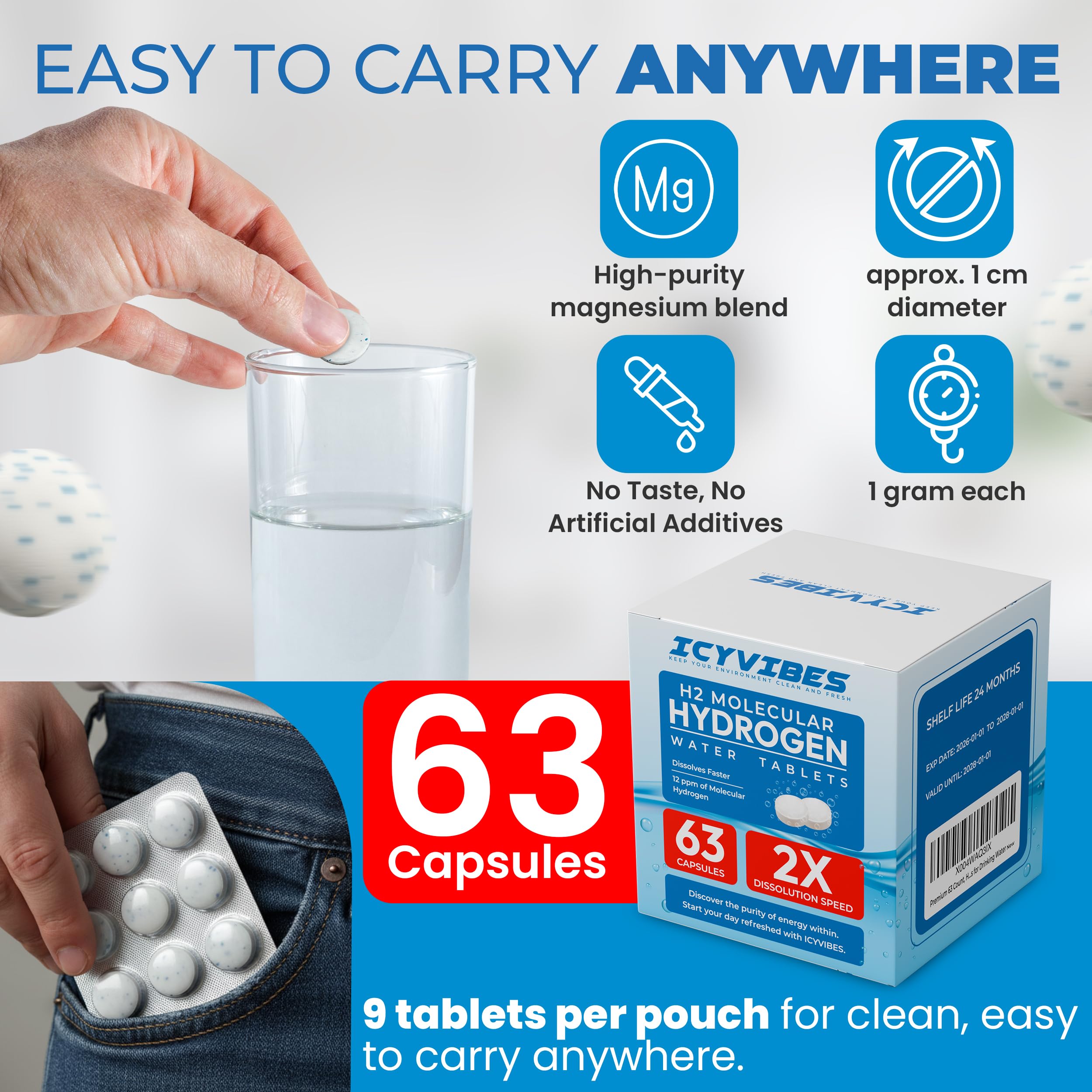 Gift-ready ICYVIBES hydrogen tablets set for personal gifting