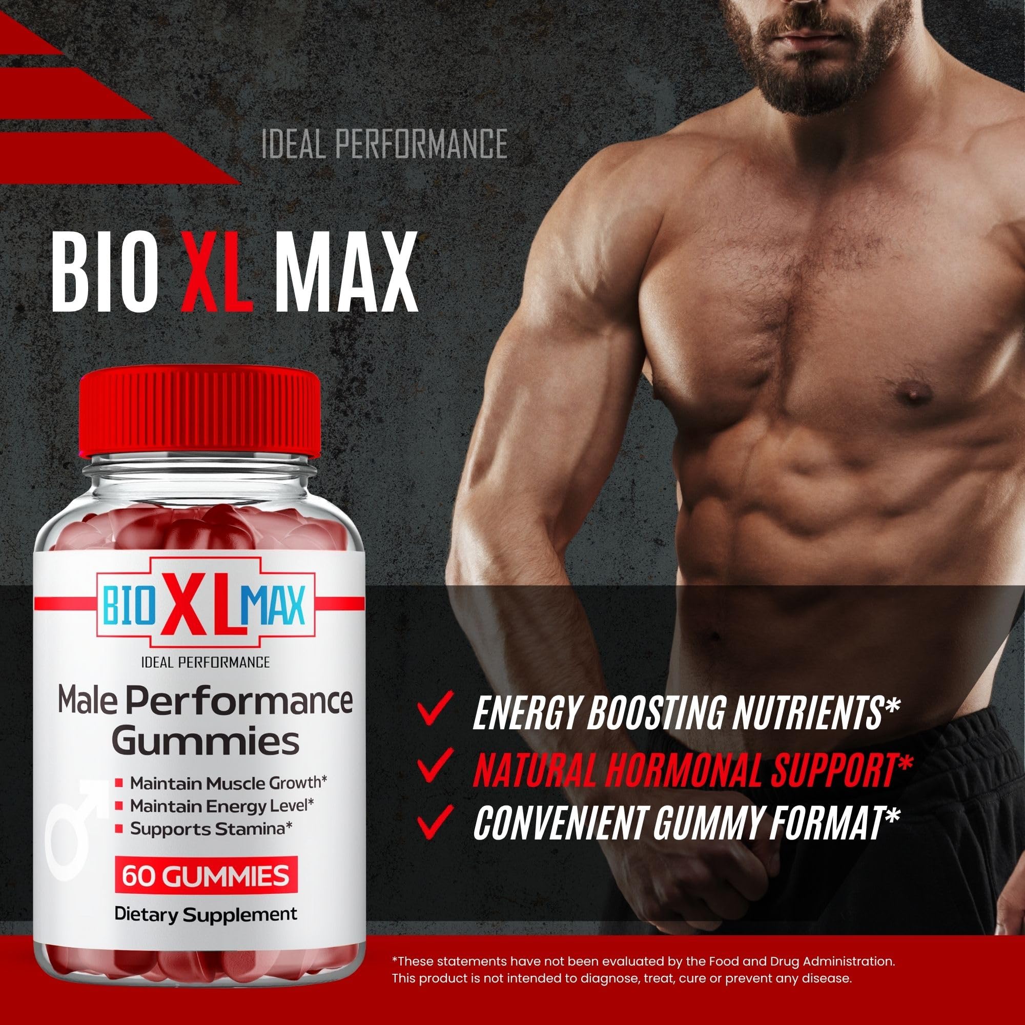IDEAL PERFORMANCE Bio XL Max Gummies 2-pack highlights value and daily use.