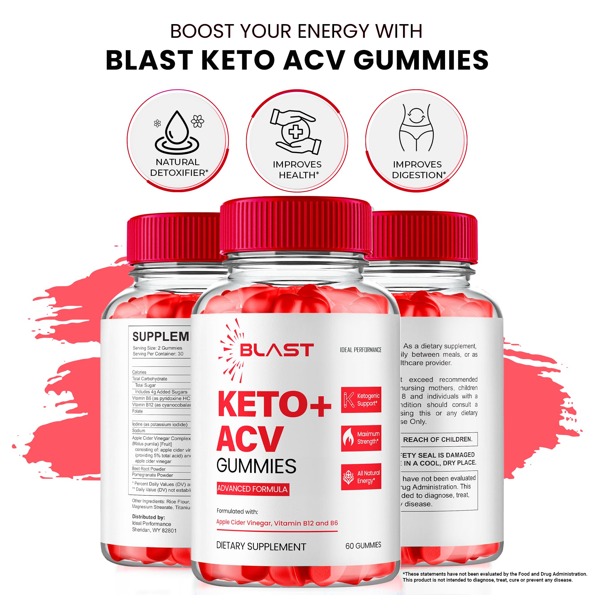 IDEAL PERFORMANCE Blast Keto ACV Gummies gummies color and texture close-up