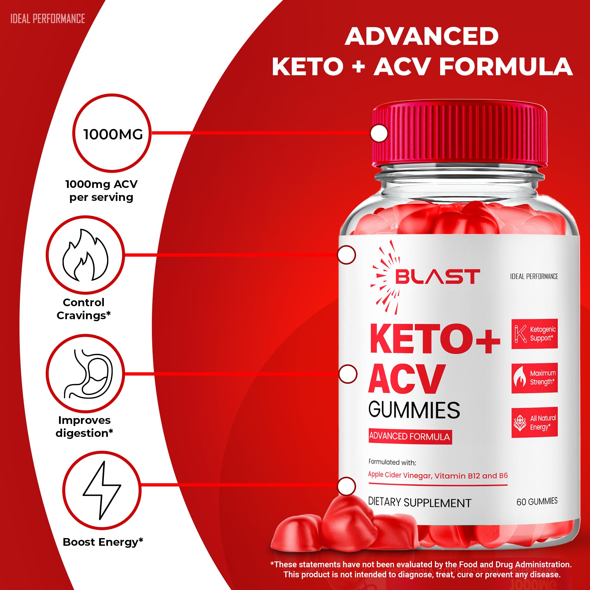 IDEAL PERFORMANCE Blast Keto ACV Gummies serving size details