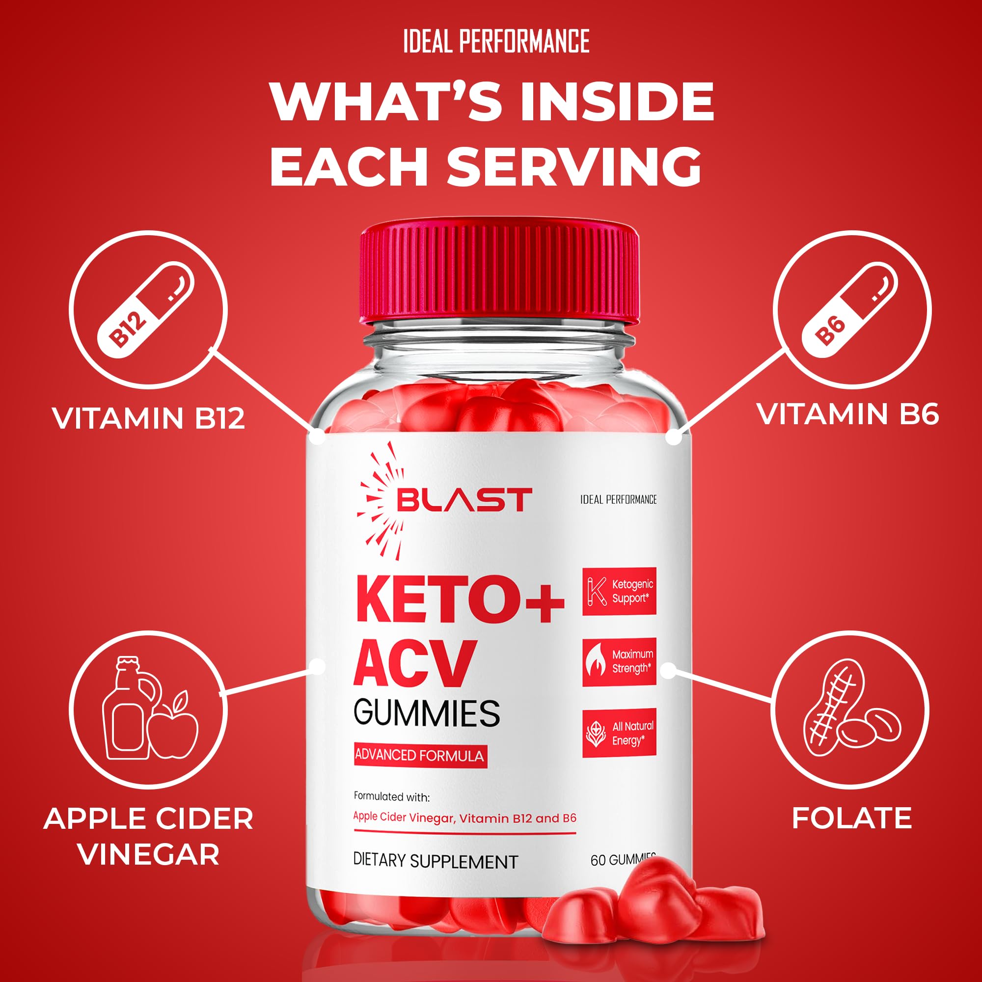IDEAL PERFORMANCE Blast Keto ACV Gummies close-up texture