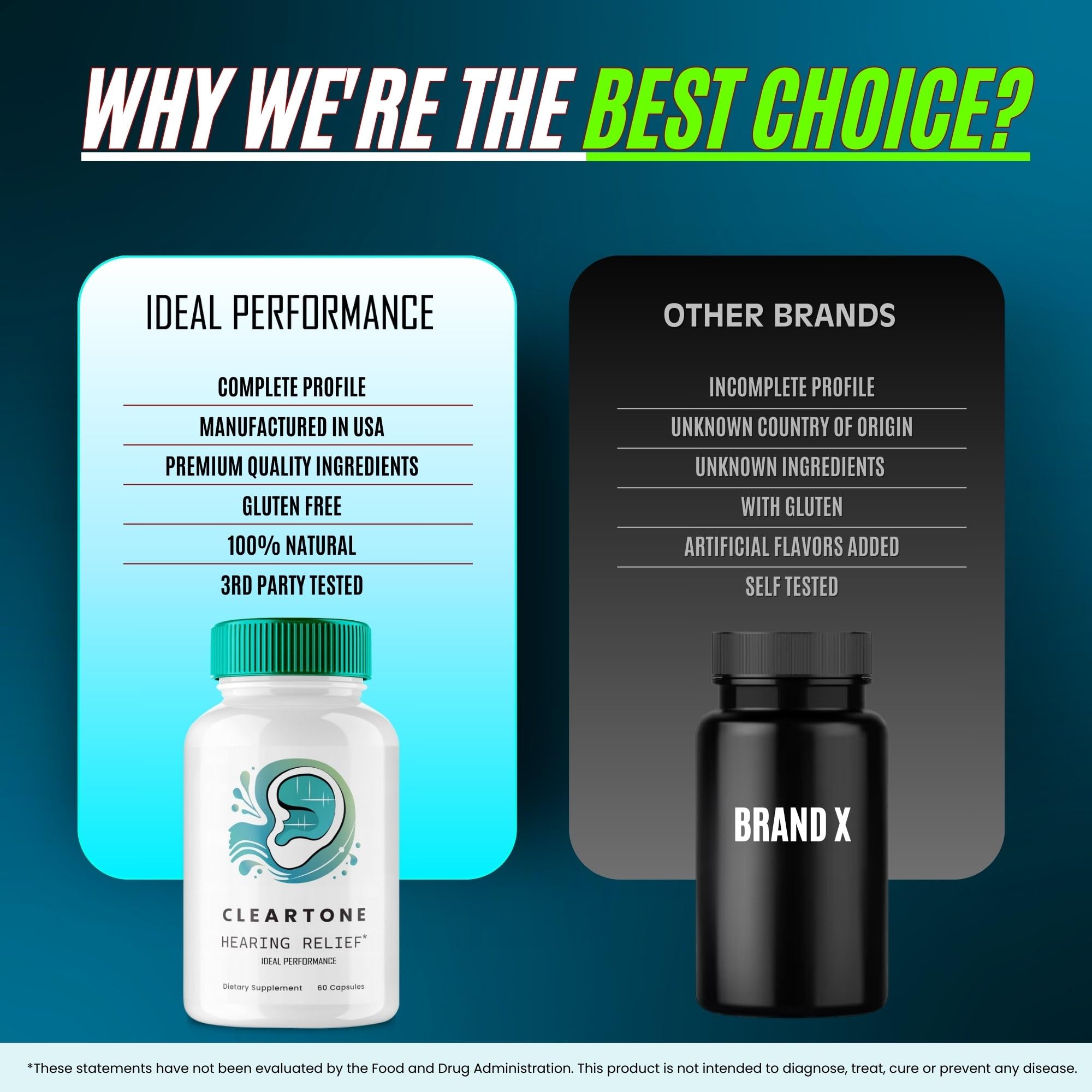 Ideal Performance Cleartone packaging emphasizes trust and simple dosing