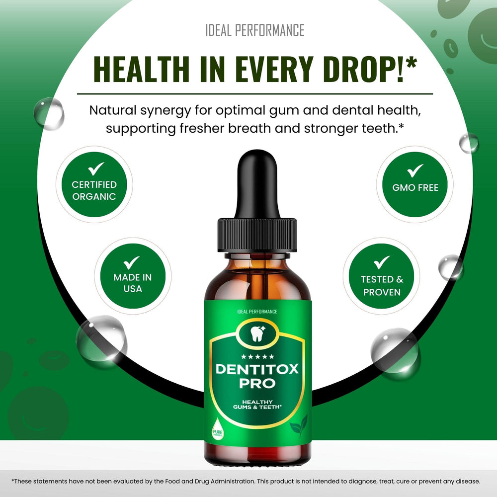 IDEAL PERFORMANCE Dentitox Pro Drops daily routine placement for fresh breath.