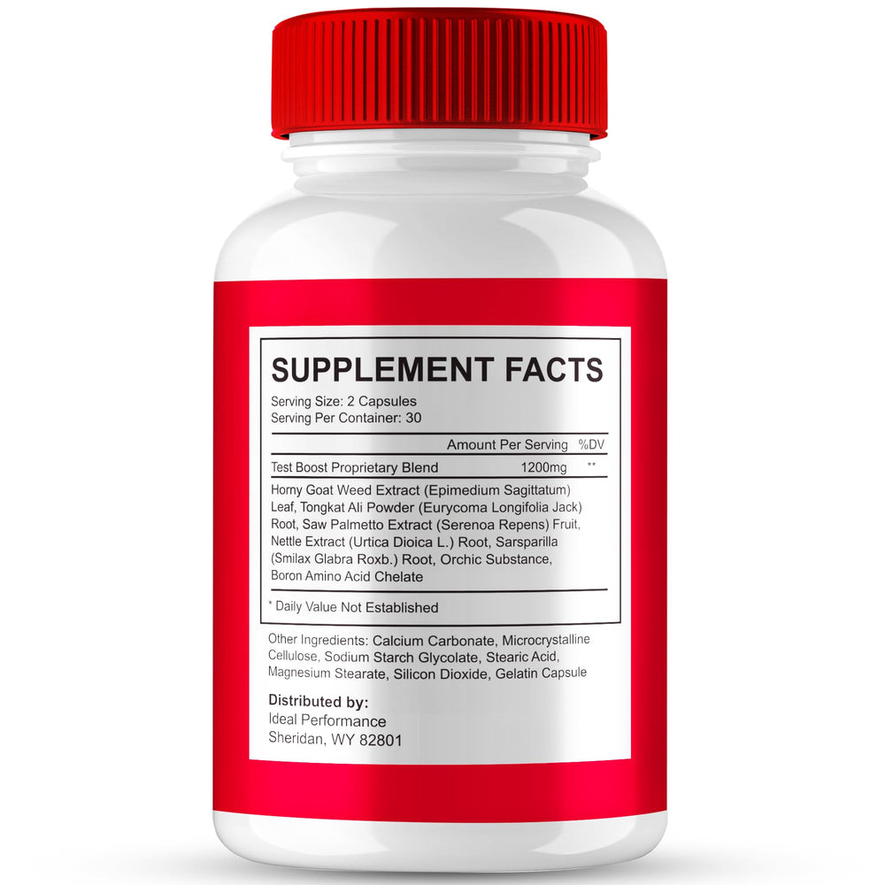 IDEAL PERFORMANCE Ereforce capsules bottle back clear ingredients list.