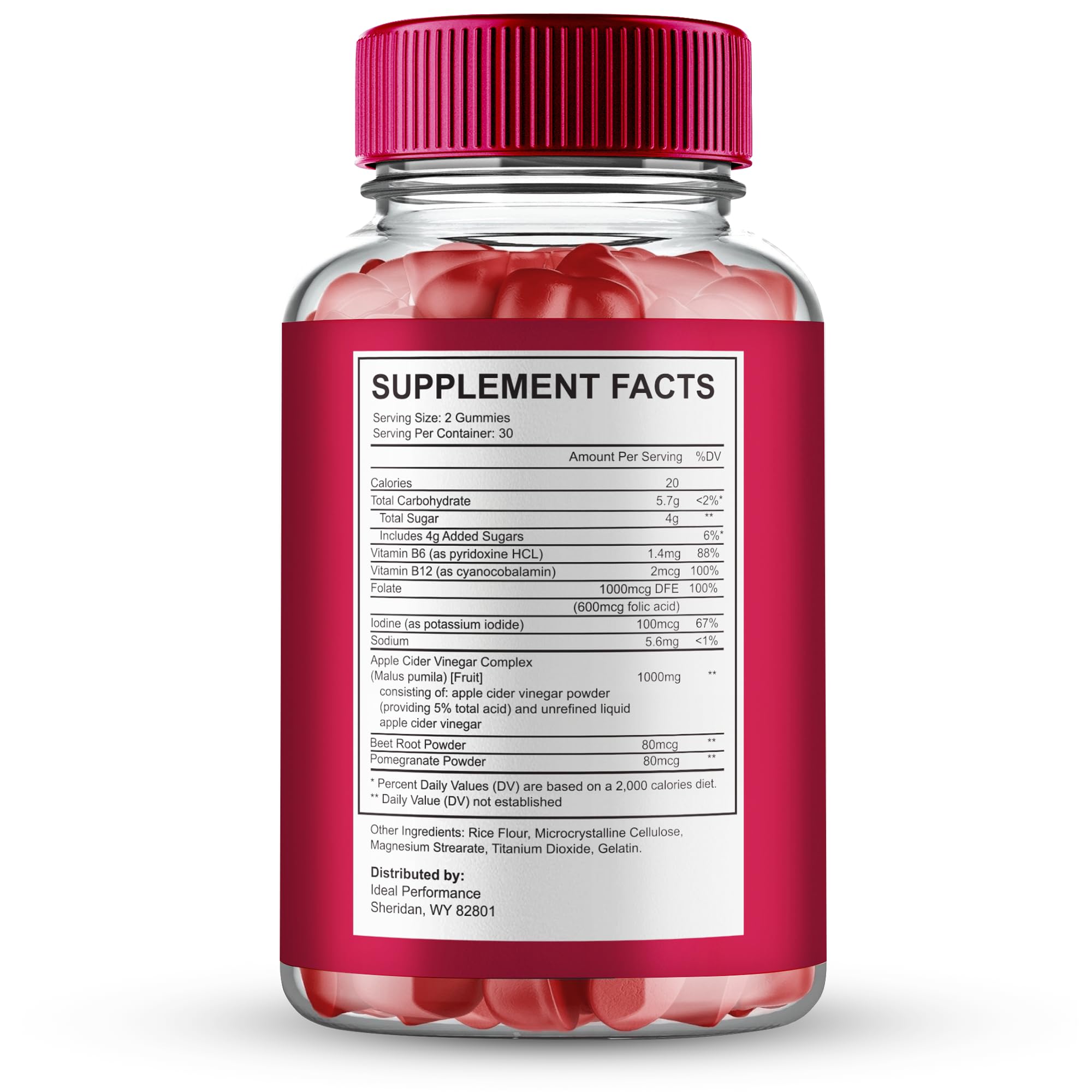 IDEAL PERFORMANCE Eros Bites Gummies bottle label shows all-natural formula