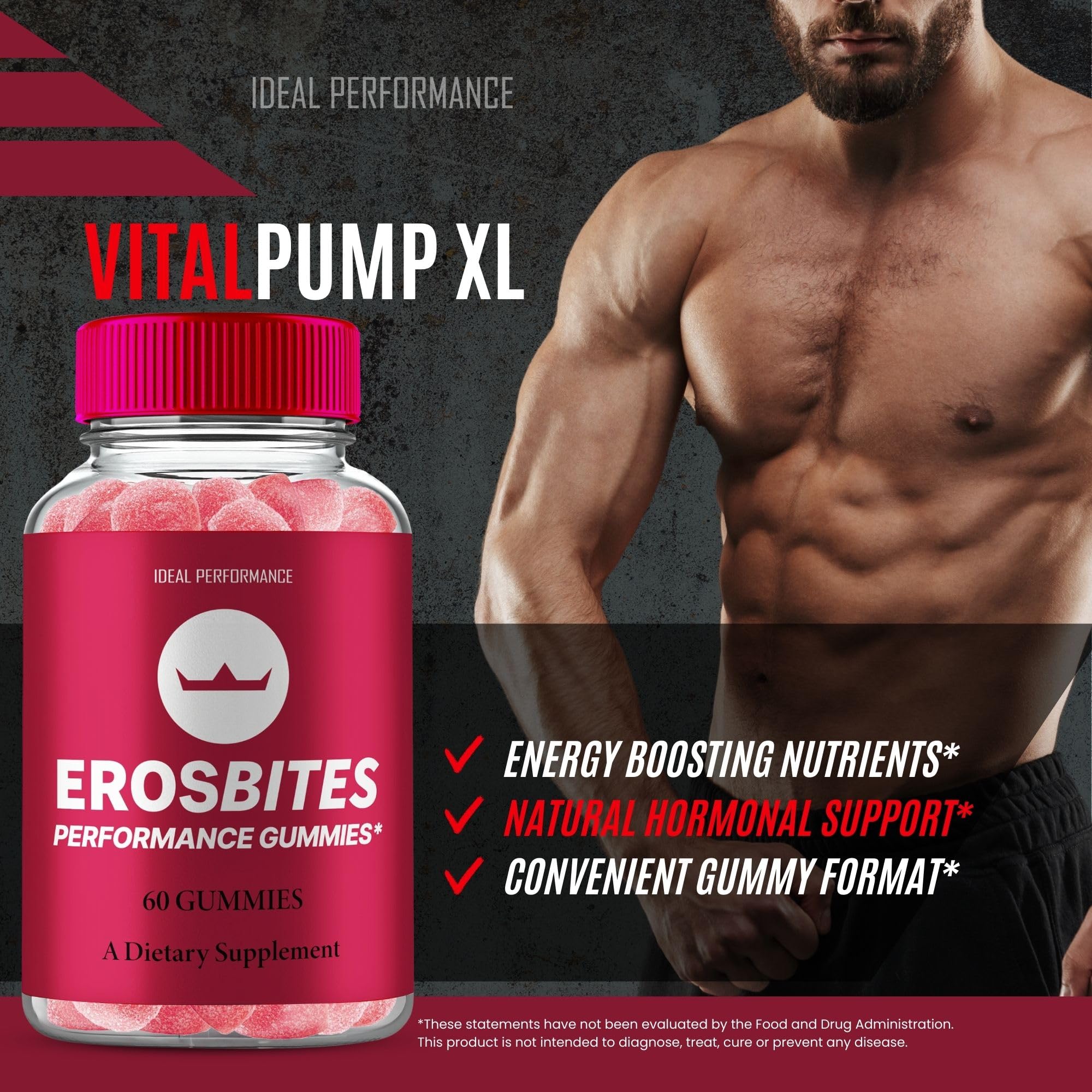 IDEAL PERFORMANCE Eros Bites open bottle evokes freshness and convenience