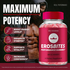IDEAL PERFORMANCE Eros Bites Gummies texture closeup highlights chewy texture
