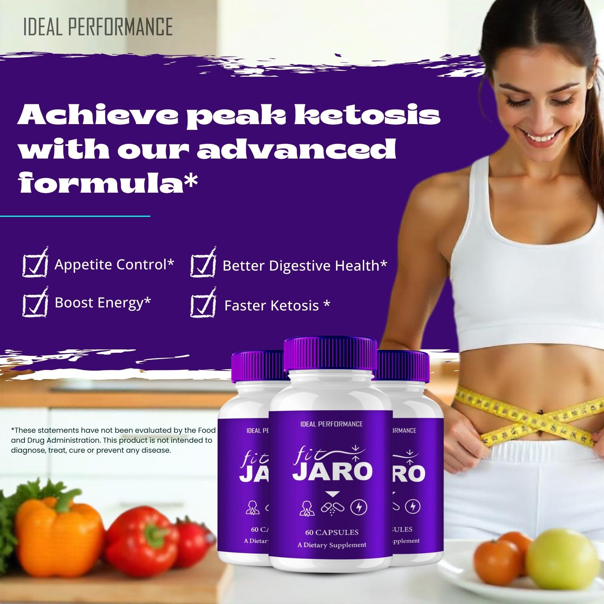 IDEAL PERFORMANCE Fit Jaro nutrition facts emphasizing keto-friendly ingredients.