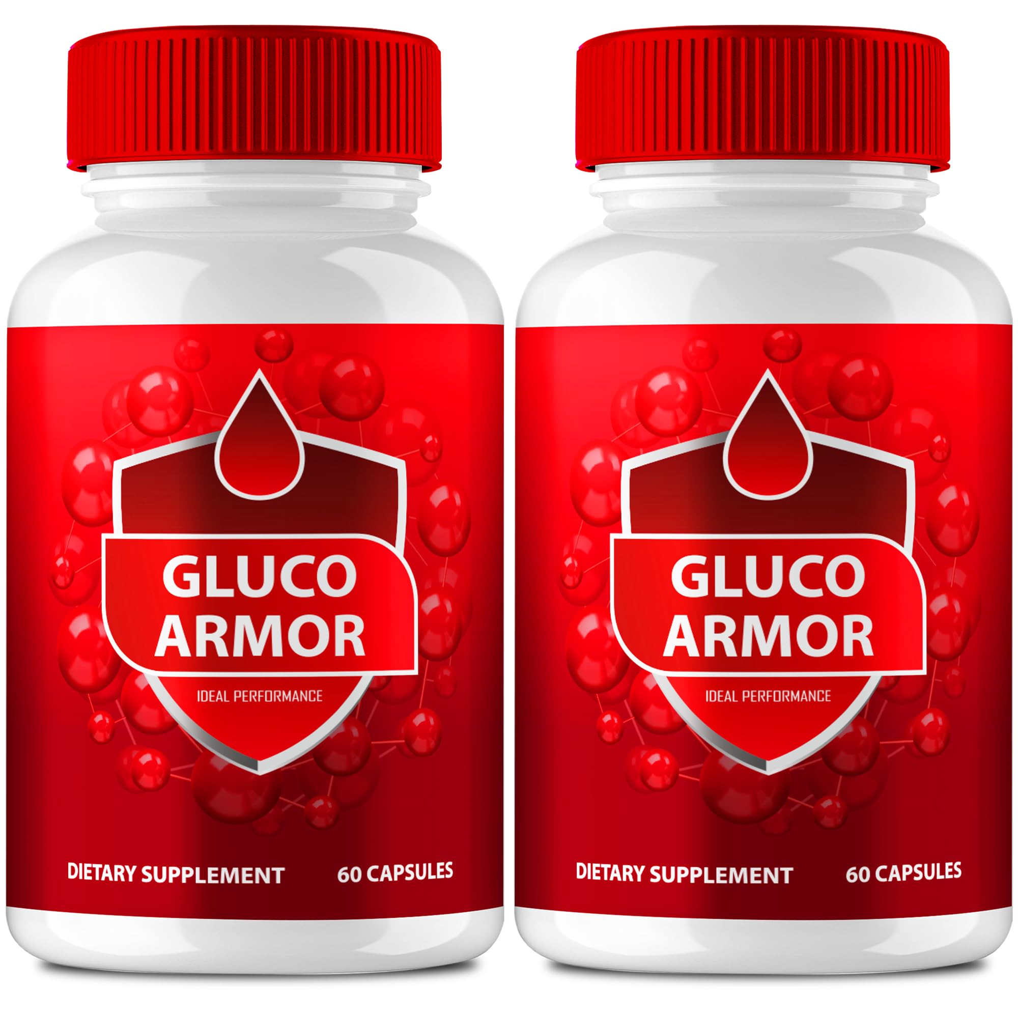 IDEAL PERFORMANCE Gluco Armor bottle front with premium capsules for daily wellness