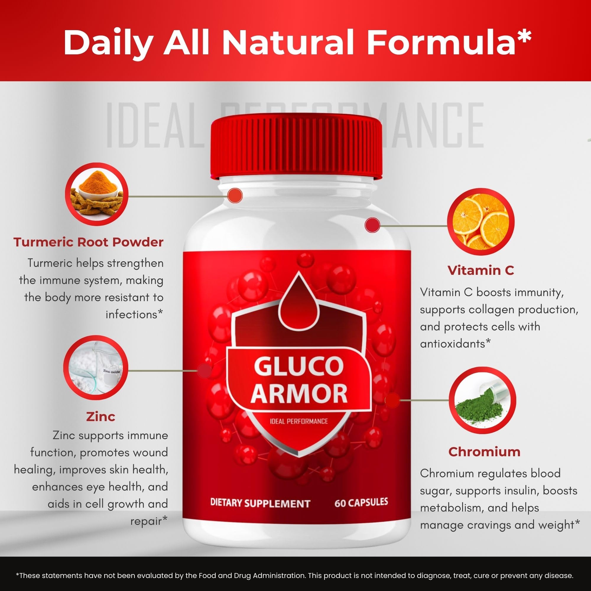 IDEAL PERFORMANCE Gluco Armor bottle in a home setting for daily self-care