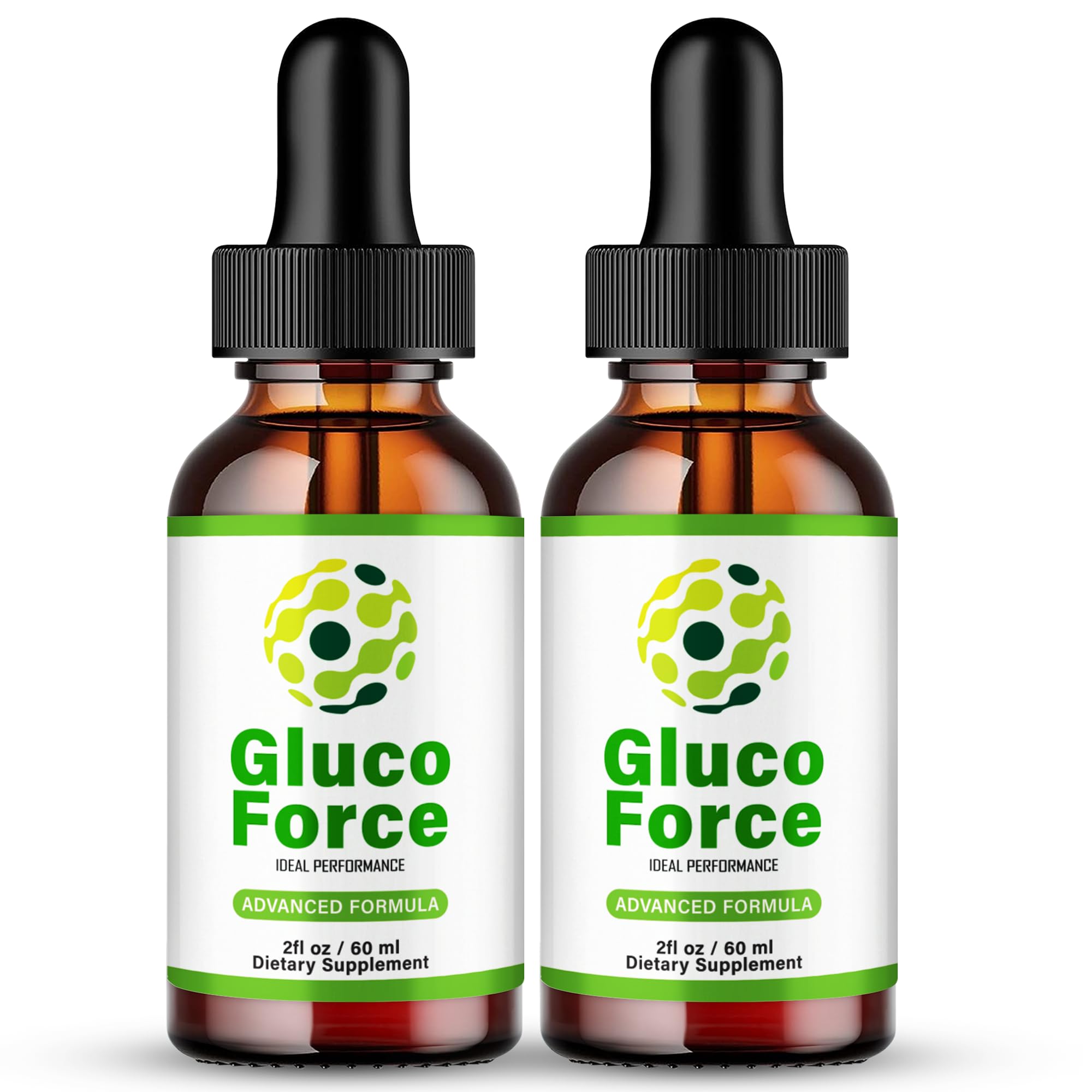 IDEAL PERFORMANCE Gluco Force Drops bottle front for daily wellness routine.