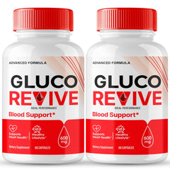 IDEAL PERFORMANCE Gluco Revive pills bottle close-up for natural wellness support.