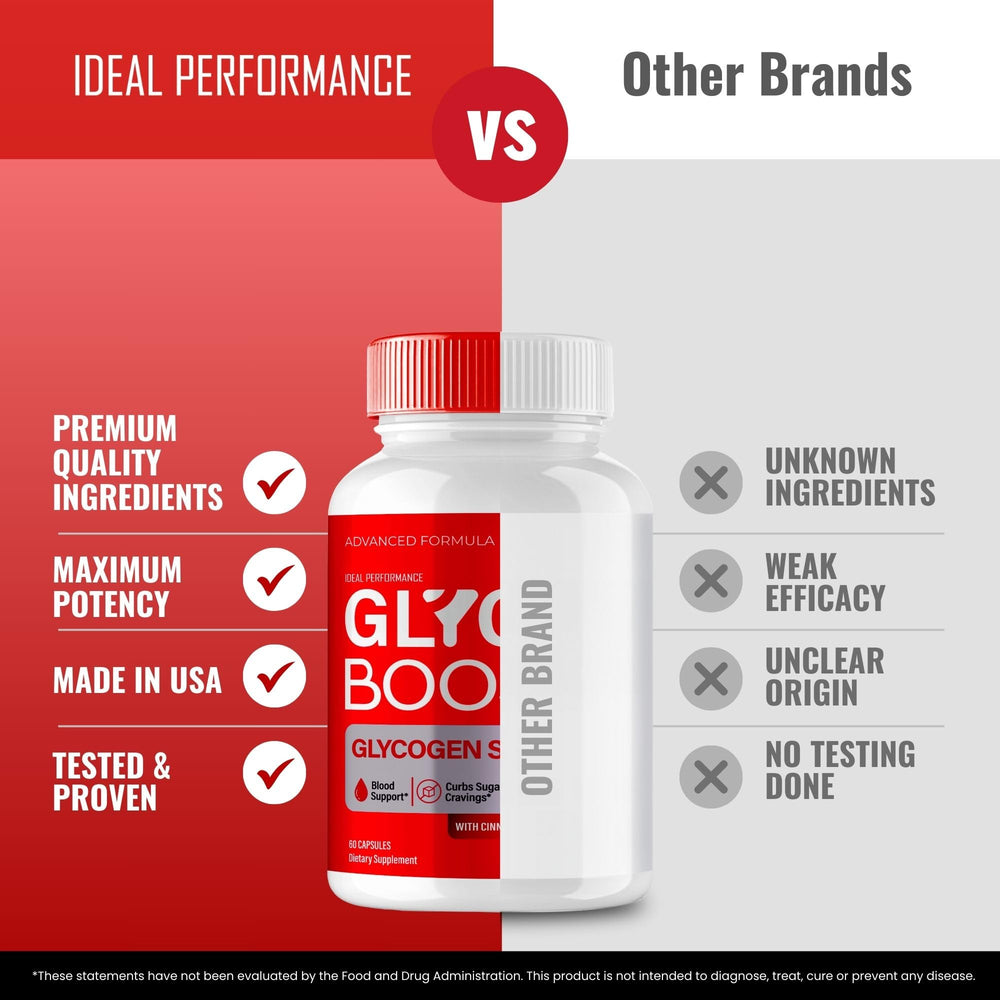 IDEAL PERFORMANCE Glyco Boost Blood Capsules ingredients closeup suggests natural components.