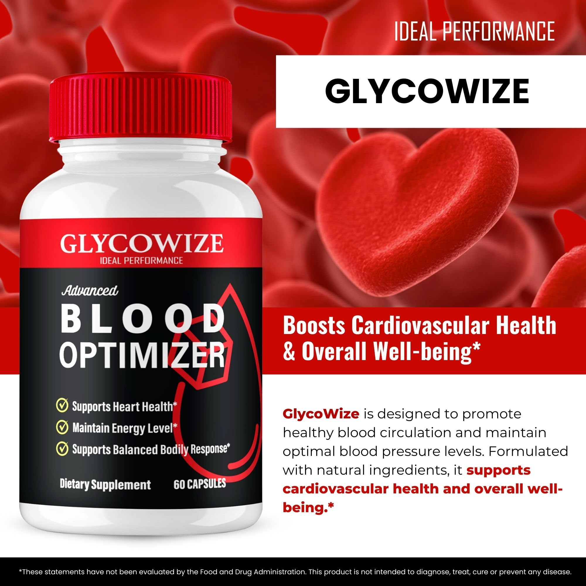 IDEAL PERFORMANCE Glycowize ingredients chart close-up suggests natural formula.