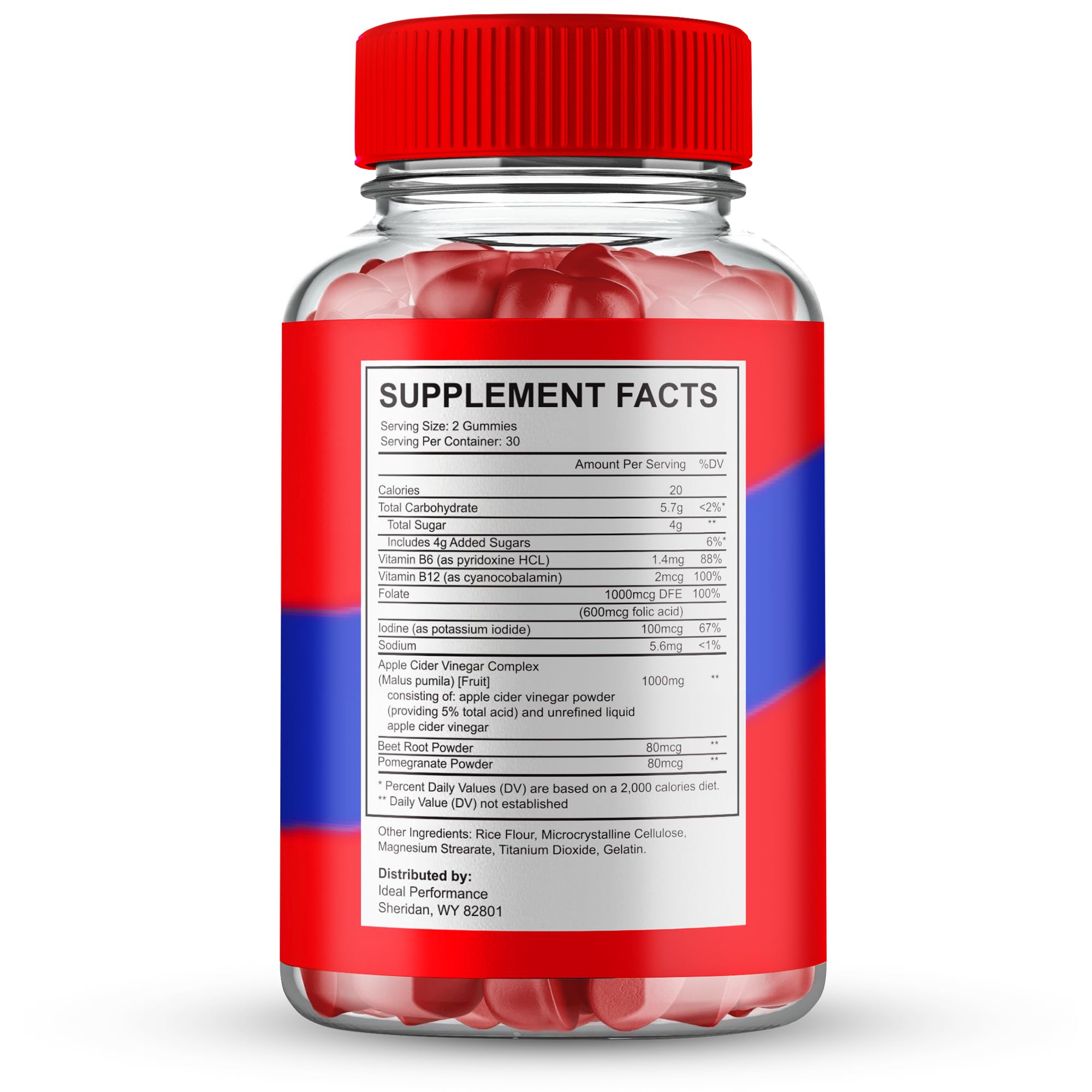 IDEAL PERFORMANCE GritWell Gummies bottle label highlighting natural ingredients and strength