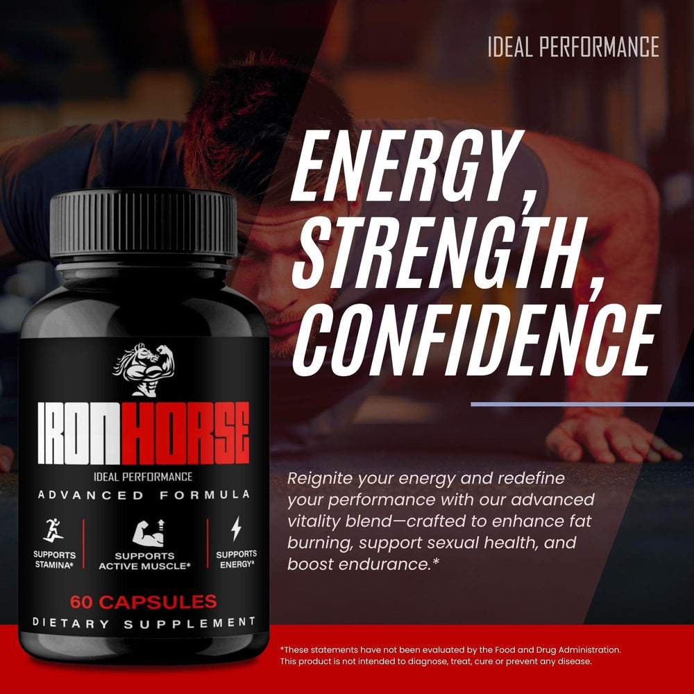 IDEAL PERFORMANCE Iron Horse pills arrangement displays uniform capsules for dosing