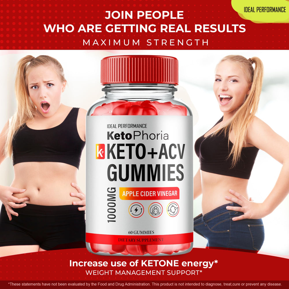IDEAL PERFORMANCE Ketophoria ACV Gummies jar with resealable lid for freshness.