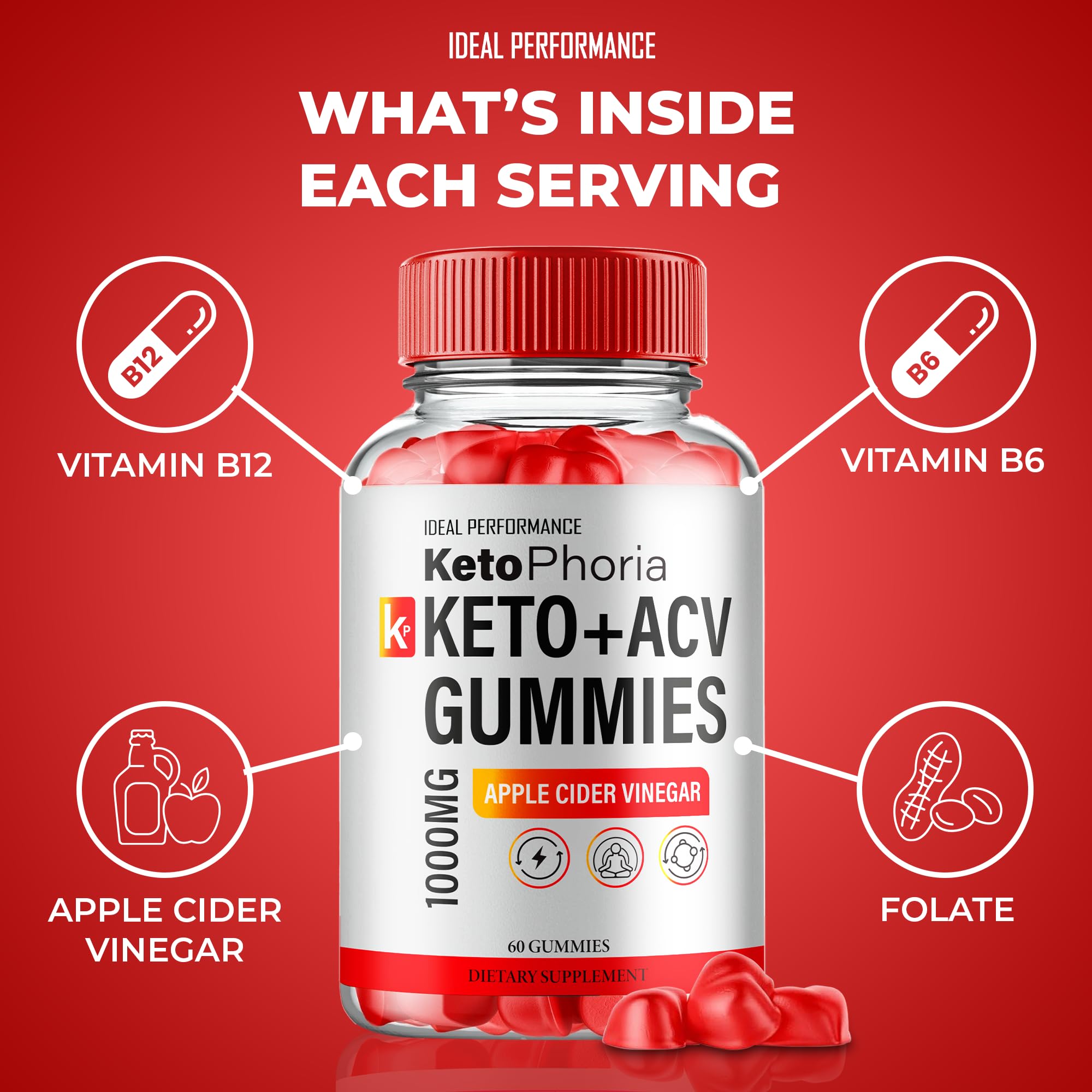 IDEAL PERFORMANCE Ketophoria ACV Gummies on-the-go pouch for travel-friendly routine.