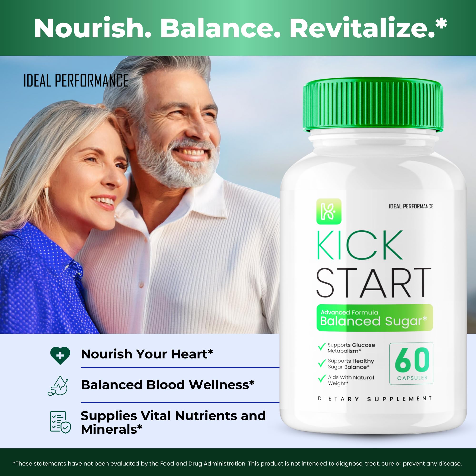 IDEAL PERFORMANCE Kick Start capsules on shelf ready for daily use.