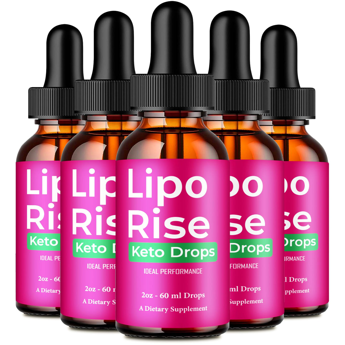 IDEAL PERFORMANCE Lipo Rise Drops bottle for convenient daily use in keto lifestyle