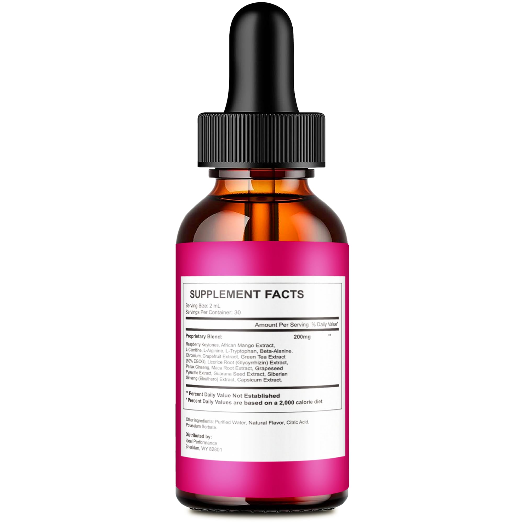IDEAL PERFORMANCE Lipo Rise Drops dropper top for mess-free dosing during workouts