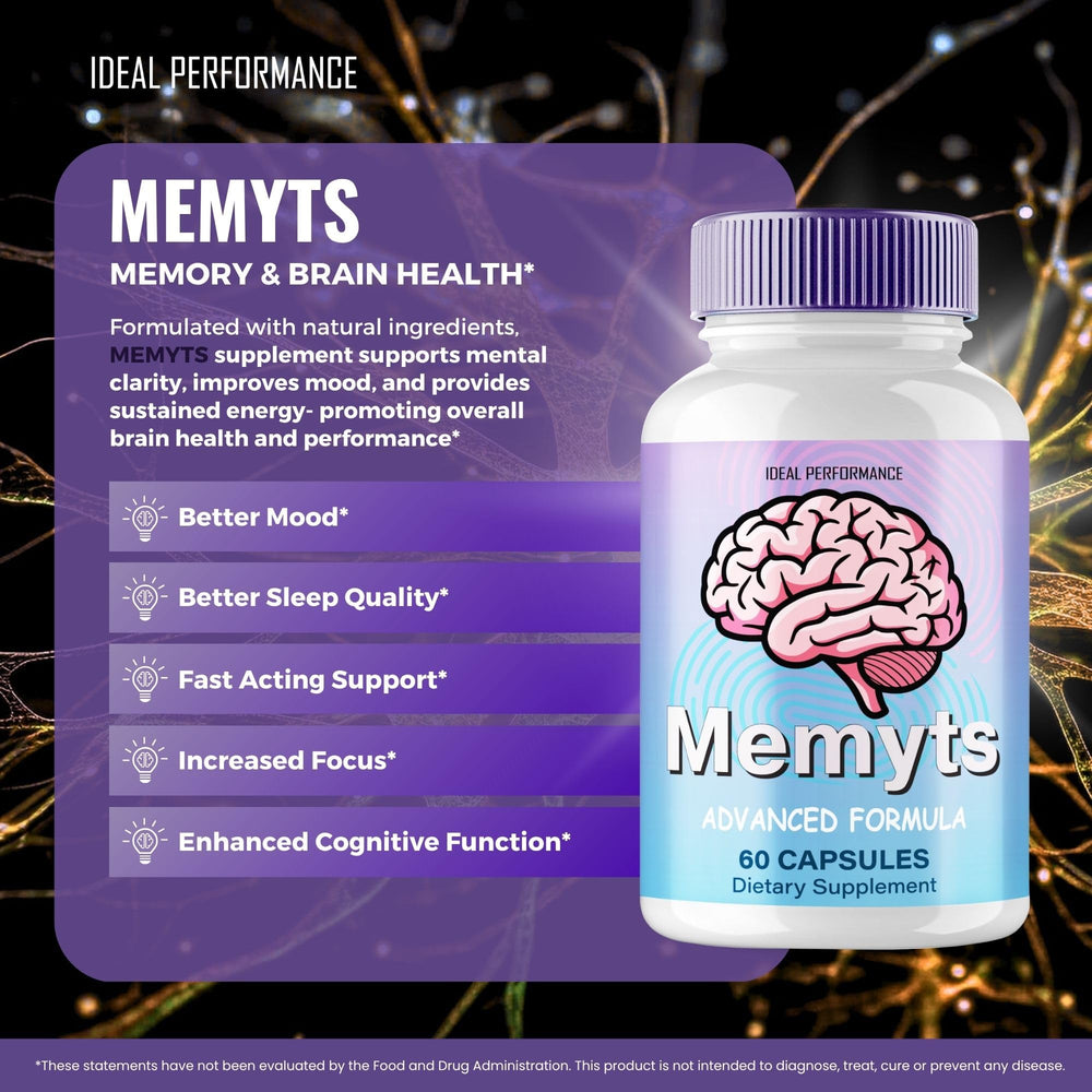 IDEAL PERFORMANCE Memyts box-packaging emphasizing premium quality and official status