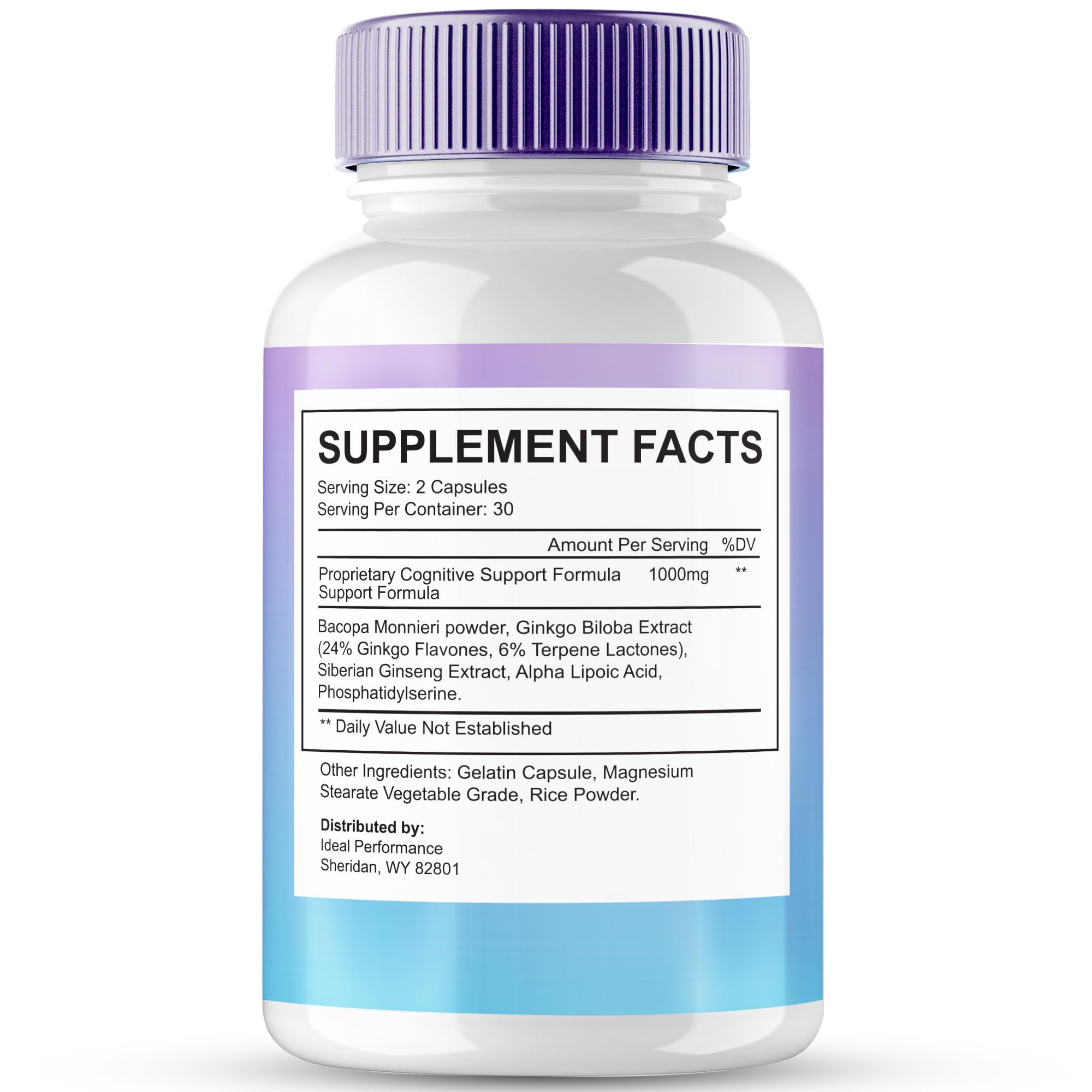 IDEAL PERFORMANCE Memyts label-detail highlighting natural ingredients and strength