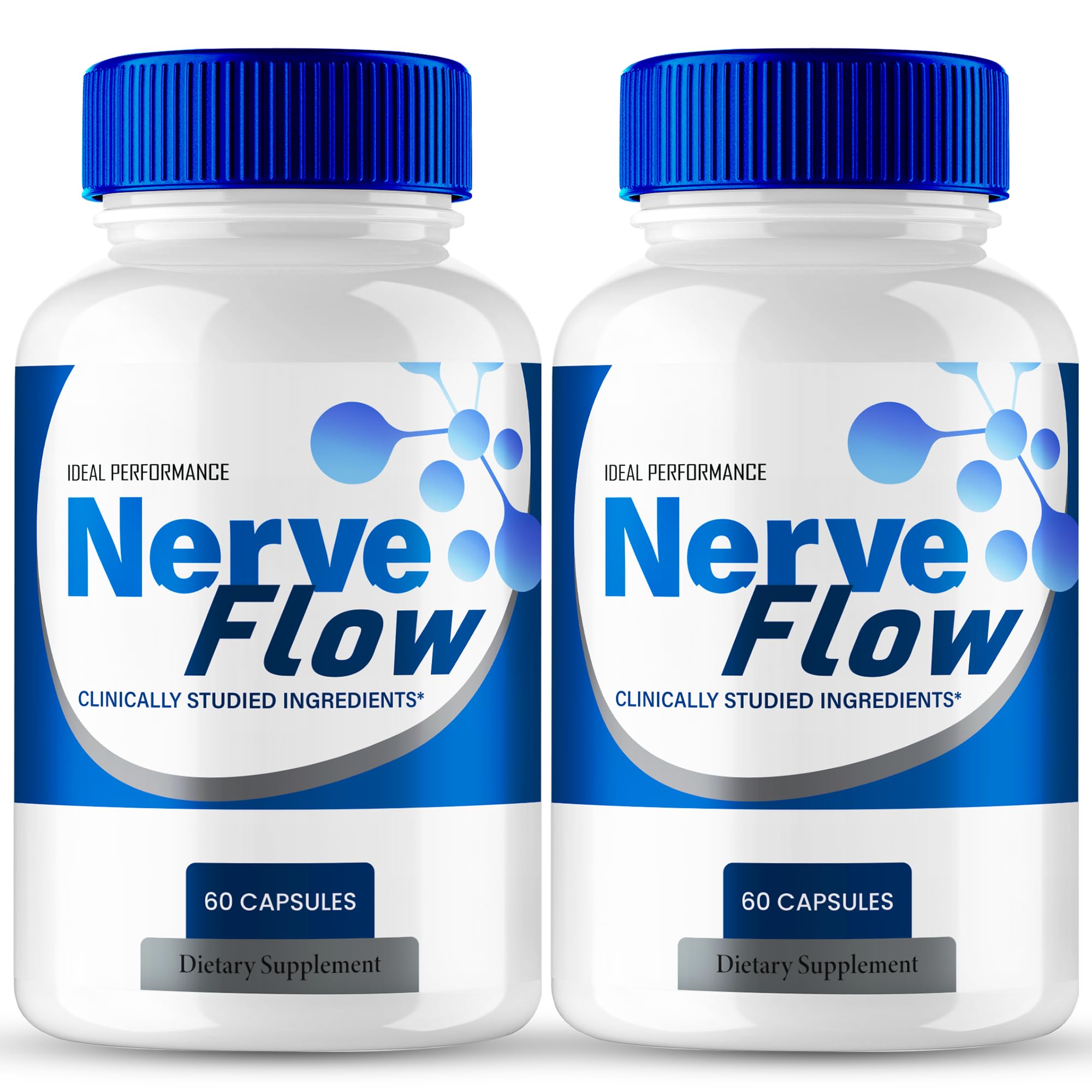 IDEAL PERFORMANCE Nerve Flow bottle closeup showing capsules for nerve health support