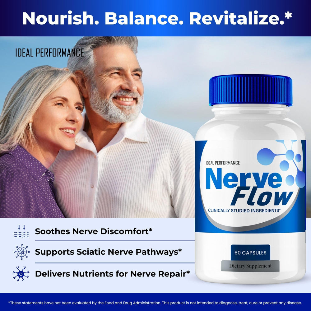 IDEAL PERFORMANCE Nerve Flow packaging showing usage guidance and product details