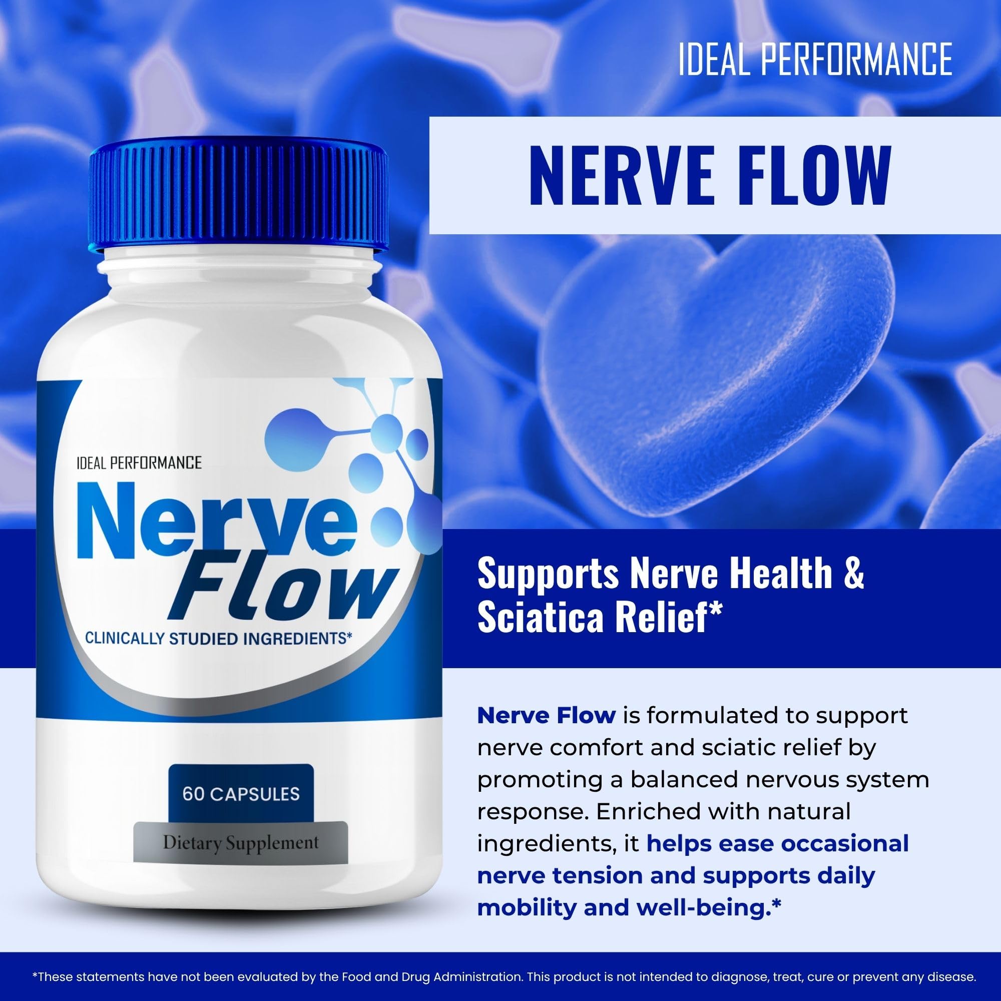 IDEAL PERFORMANCE NerveFlow bottle open pour demonstrates convenient dosing during routine.