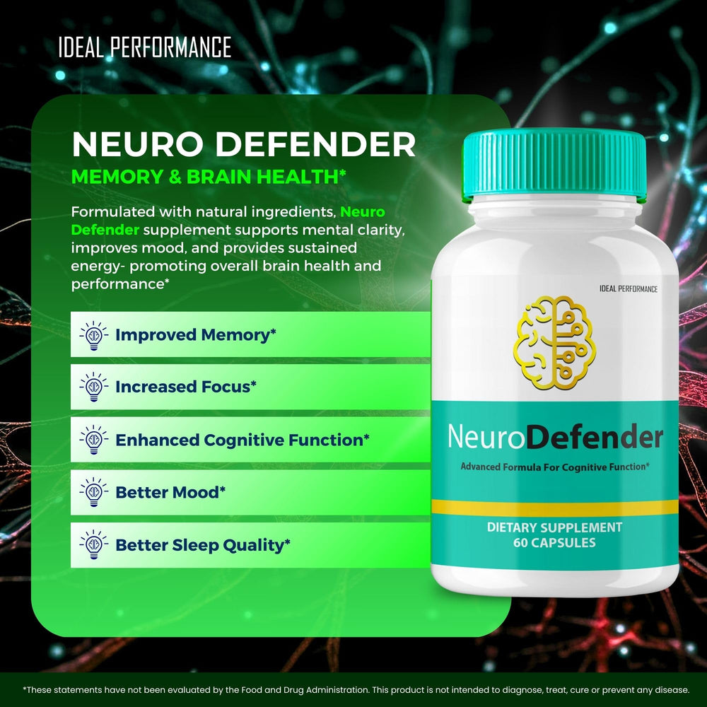 Close-up of Neuro Defender label details and advanced formula