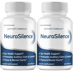 IDEAL PERFORMANCE Neurosilence capsules bottle closeup for tinnitus relief support.