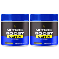 IDEAL PERFORMANCE Nitric Boost Ultra Powder tub front highlighting energy support formula.