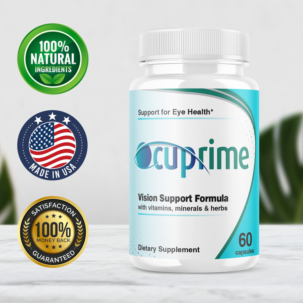 IDEAL PERFORMANCE Ocuprime packaging close-up shows 60 capsules for daily use.