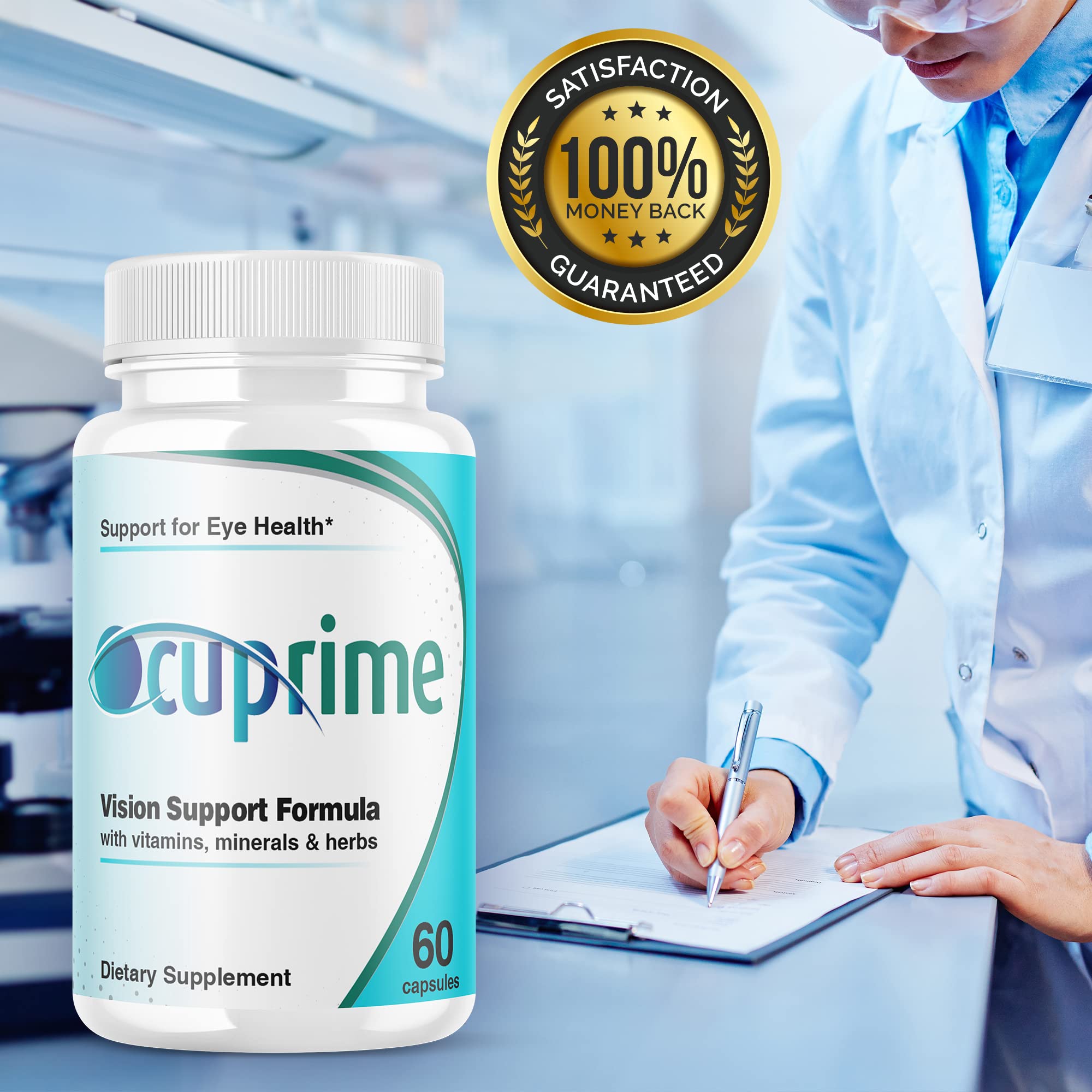 IDEAL PERFORMANCE Ocuprime vision pills used as part of a daily routine for eye wellness
