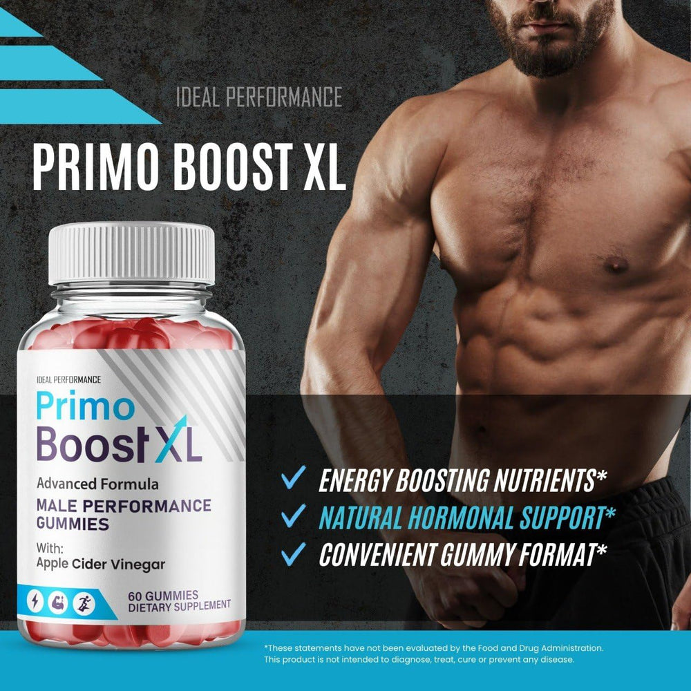 IDEAL PERFORMANCE Primo Boost XL gummies on desk imply quick wellness moments.