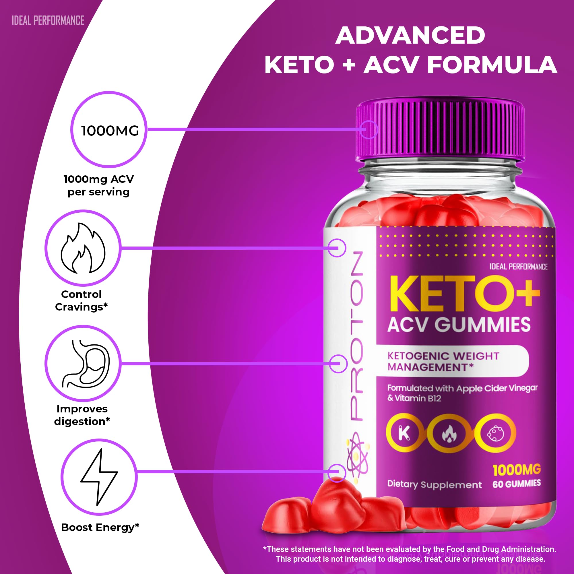 IDEAL PERFORMANCE Proton Keto ACV Gummies 2-pack on shelf suggests value and convenience