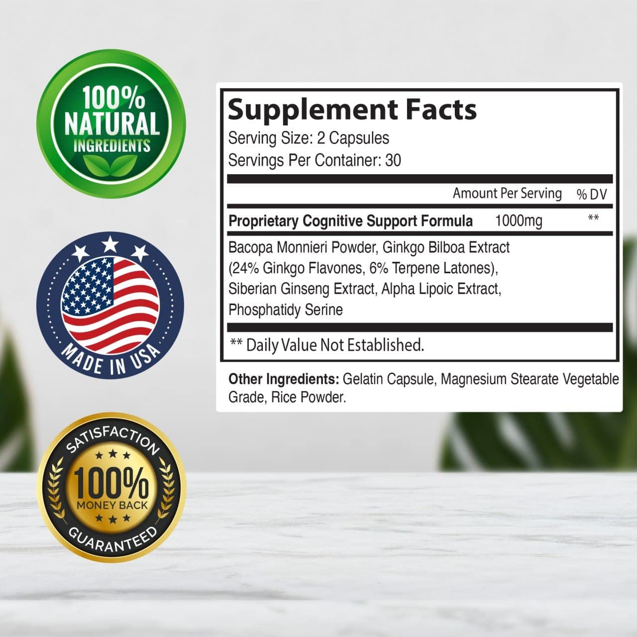 IDEAL PERFORMANCE Reawaken capsules closeup highlights easy-to-swallow memory-focused capsules.