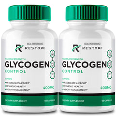 IDEAL PERFORMANCE Restore Glycogen bottle image showing an all-natural formula for daily use