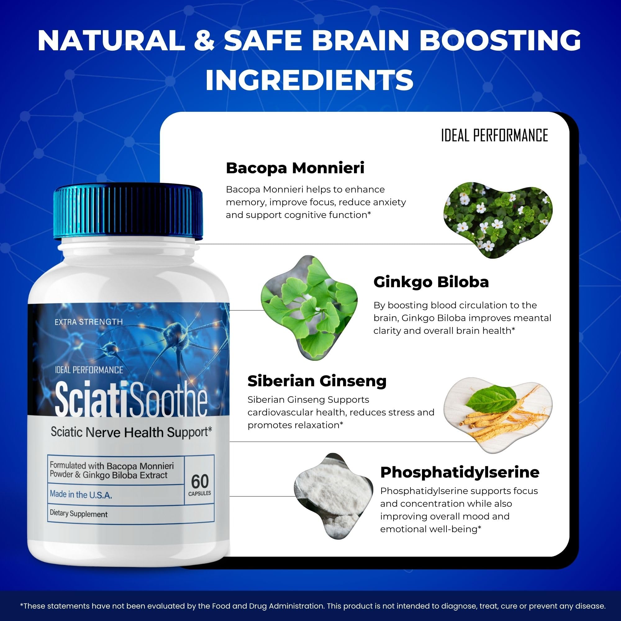 IDEAL PERFORMANCE SciatiSoothe packaging design on shelf signals premium quality.
