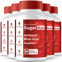 IDEAL PERFORMANCE Sugar Mute capsules bottle on table, supporting healthy circulation.