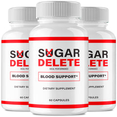 IDEAL PERFORMANCE Sugar Delete bottle close-up highlighting natural capsules for daily wellness.