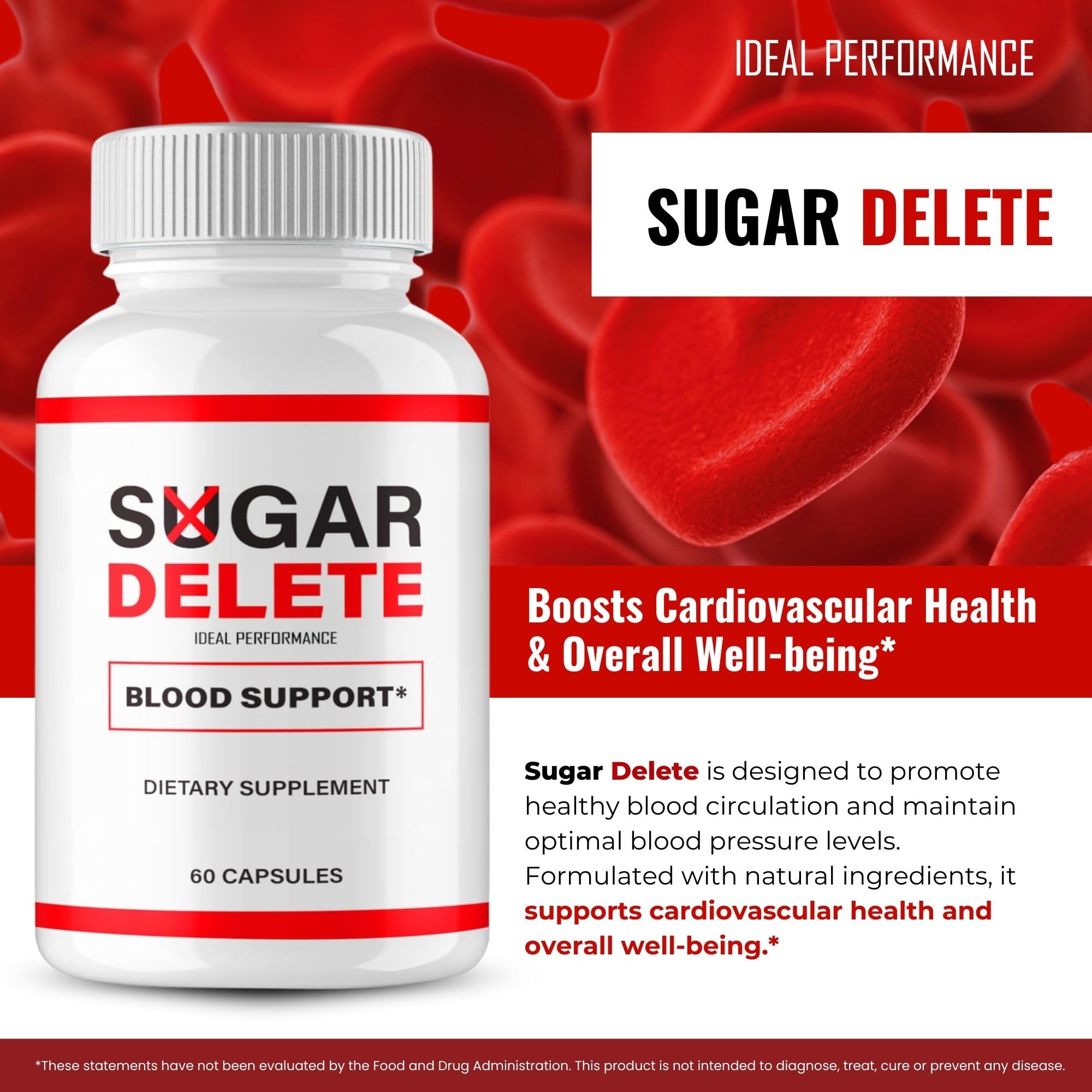 IDEAL PERFORMANCE Sugar Delete bottle seal close-up signals quality and purity.