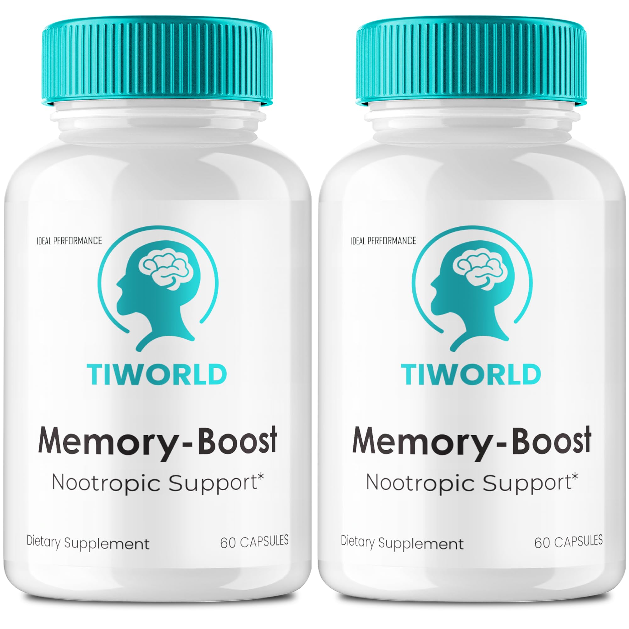 IDEAL PERFORMANCE Tiworlde Memory Boost capsules on countertop, supporting daily brain focus.