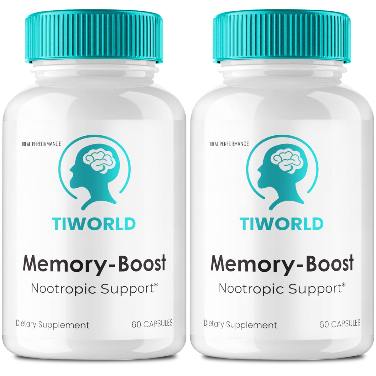 IDEAL PERFORMANCE Tiworlde Memory Boost capsules on countertop, supporting daily brain focus.