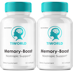 IDEAL PERFORMANCE Tiworlde Memory Boost capsules on countertop, supporting daily brain focus.