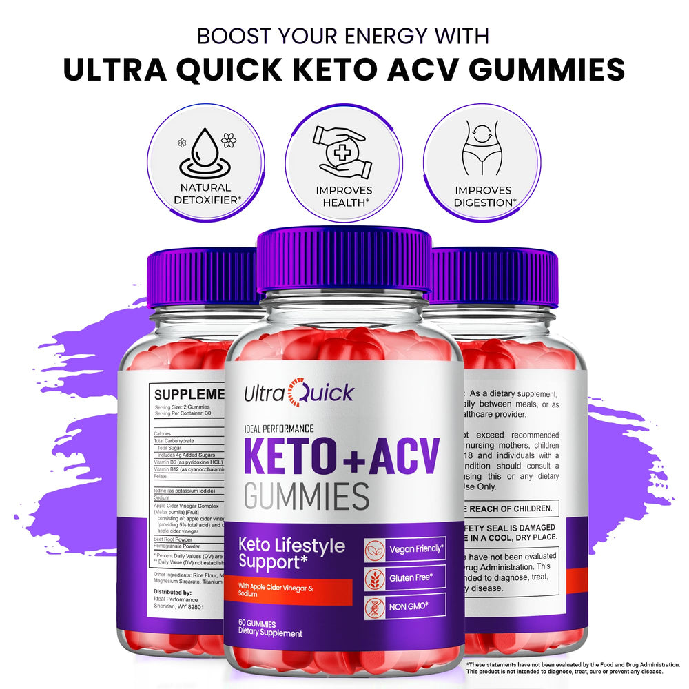 IDEAL PERFORMANCE Ultra Quick Keto ACV Gummies brand logo on packaging.