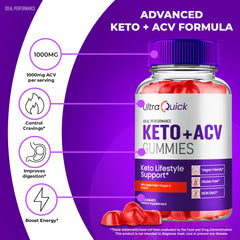 IDEAL PERFORMANCE Ultra Quick Keto ACV Gummies gummies close-up with a golden hue.