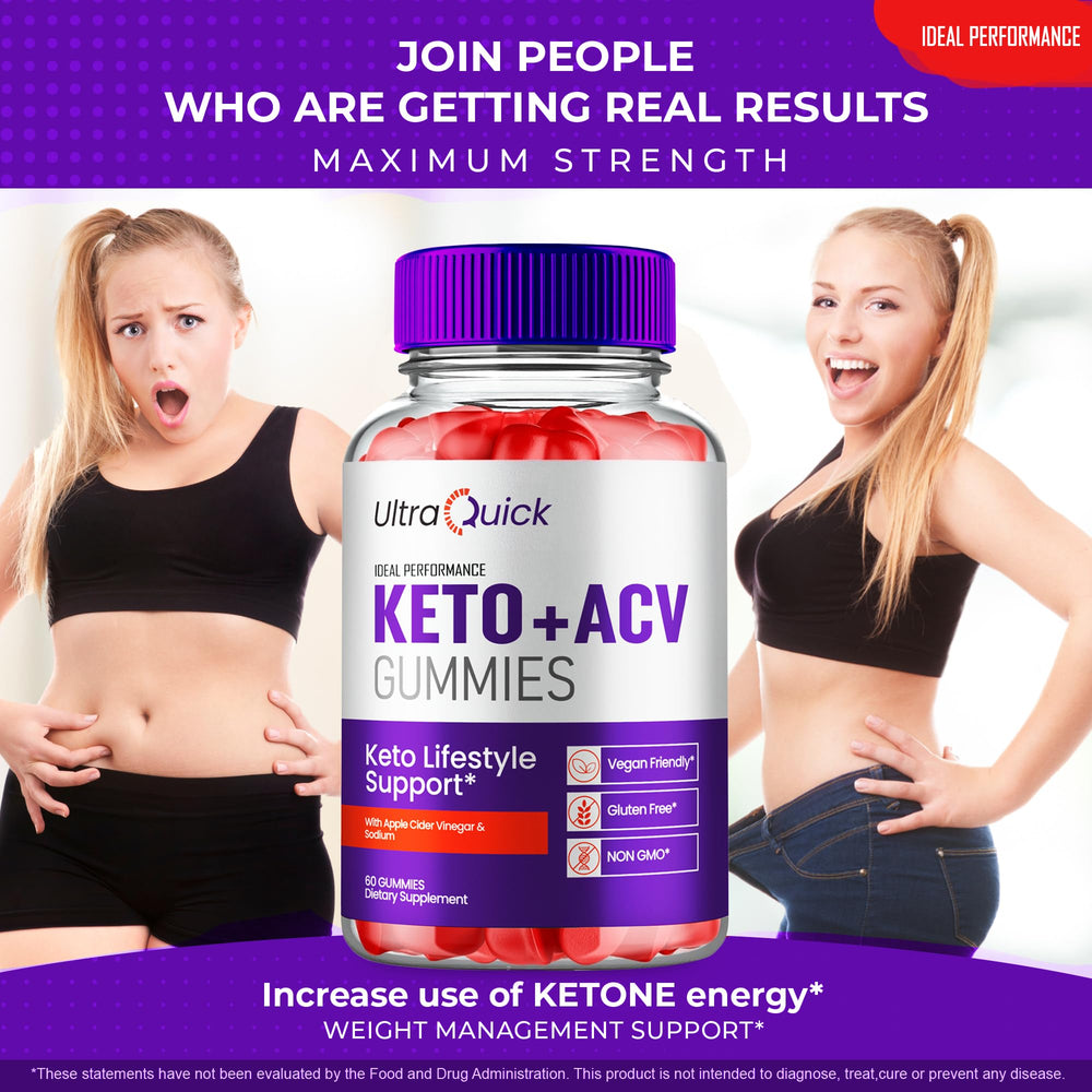 IDEAL PERFORMANCE Ultra Quick Keto ACV Gummies natural ingredients close-up signals clean label.